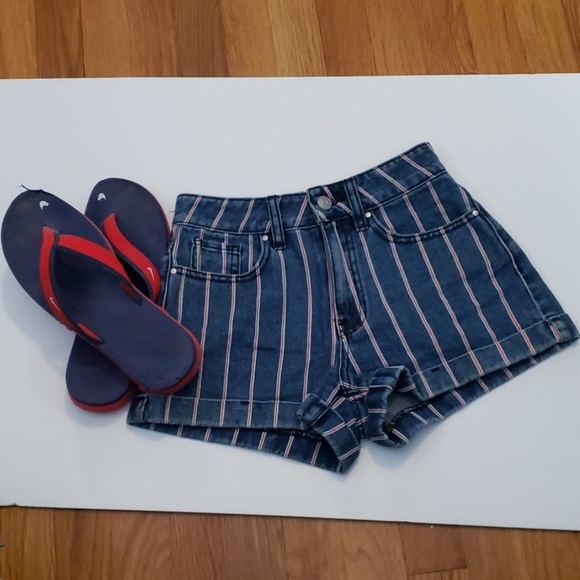 PacSun Pants - Pacsun high shorts red white and blue stripe sz 22